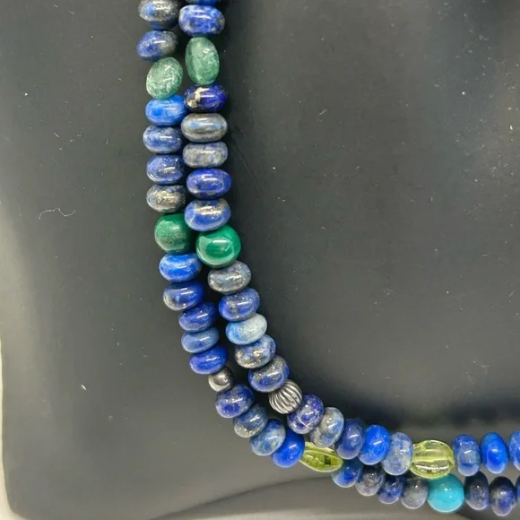 Carolyn Pollack Vintage SW Lapis Bead Necklace - Picture 4 of 6